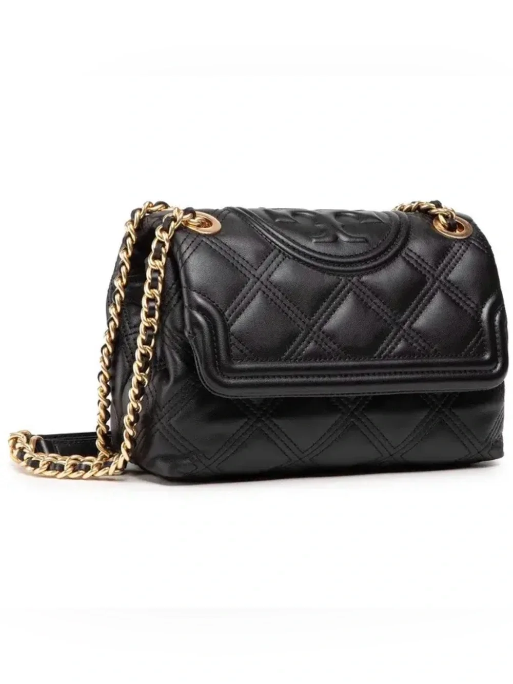 Tory Burch Small Fleming Black Soft Leather Shoulder Crossbody Bag